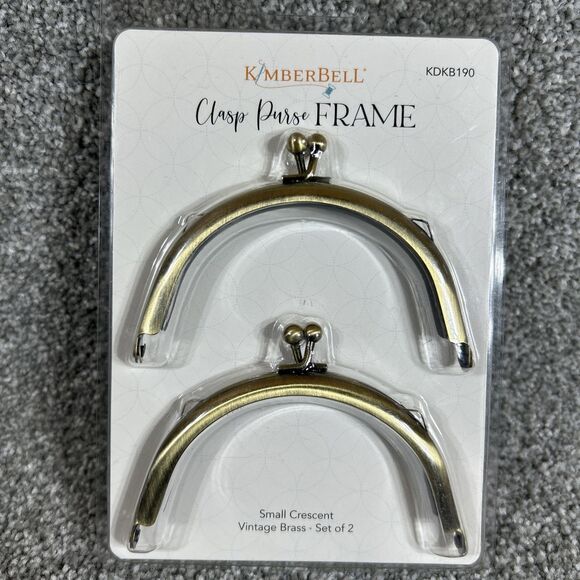 Two Metal Bag Making Curved Crescent Purse Frames Kiss Lock Clasp Vintage Brass - Picture 1 of 9